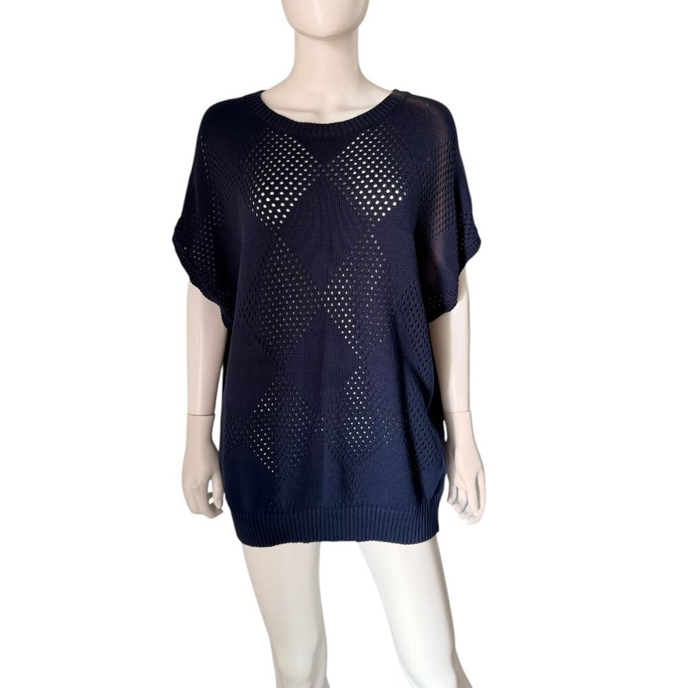 Wilson Argyle Mesh Sweater Navy Blue Size XL